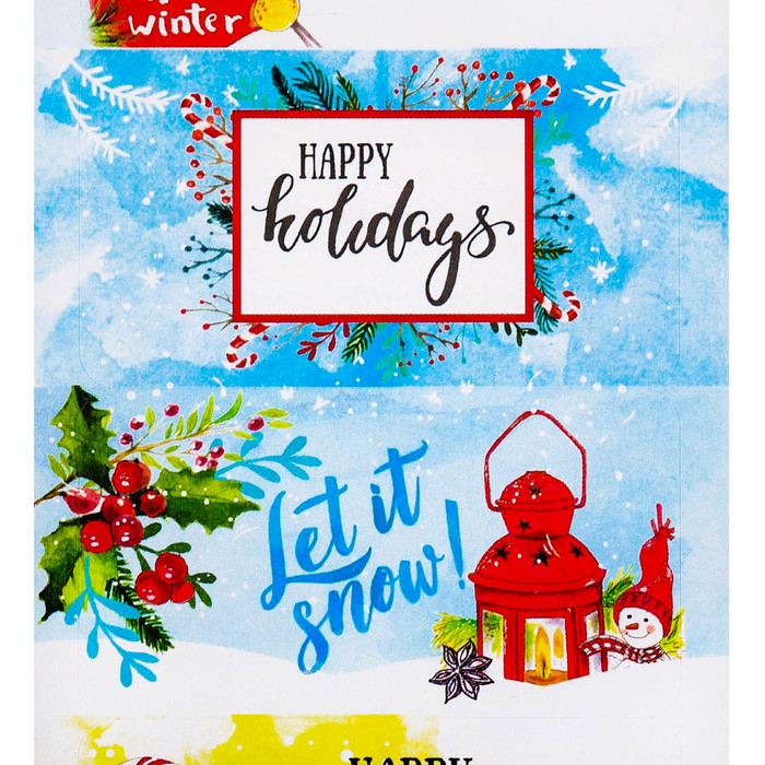 Наклейки на подарок Happy holidays, 17 х 7,5 см