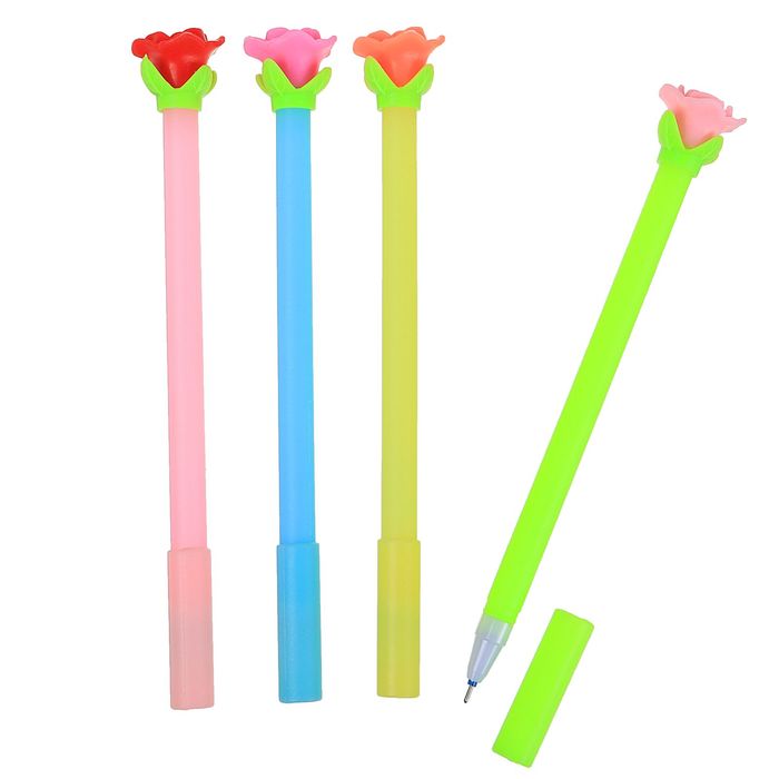 Ручка гелевая-прикол Роза МИКС