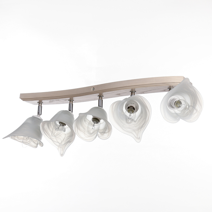 Люстра деревянная "Аврора", ясень светлый, 5 ламп