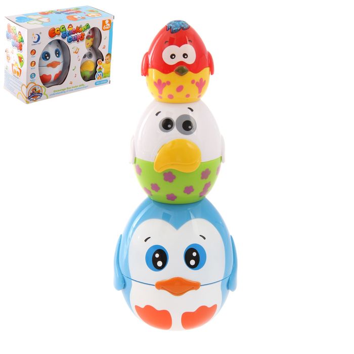 Пирамидка "Веселые пернатые", 3 предмета цвет:МИКС