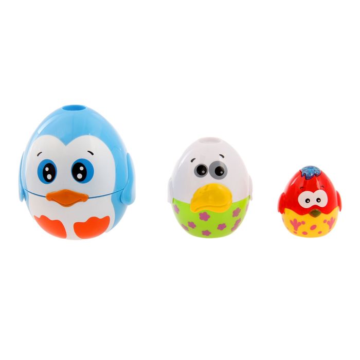 Пирамидка "Веселые пернатые", 3 предмета цвет:МИКС