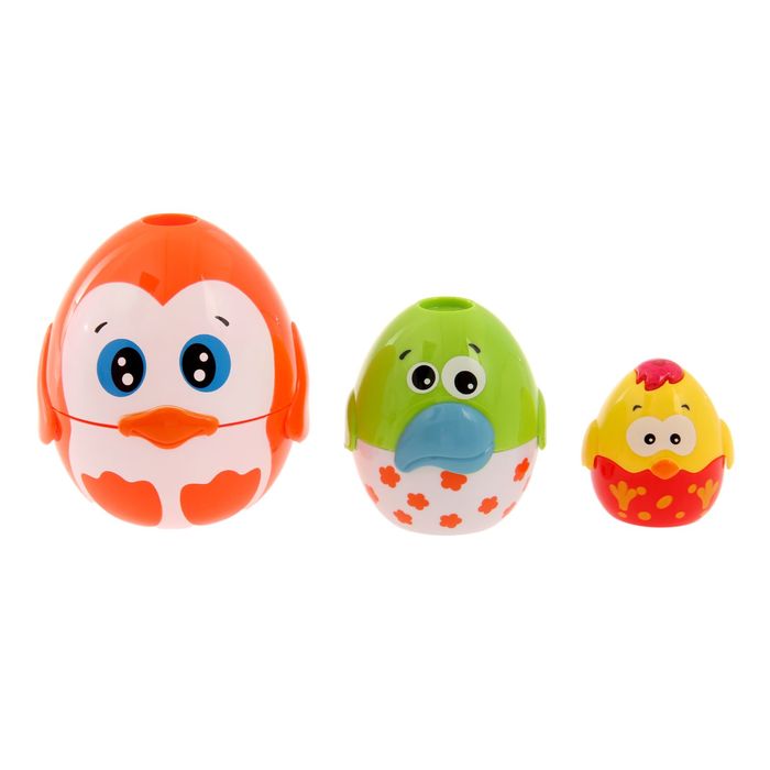 Пирамидка "Веселые пернатые", 3 предмета цвет:МИКС