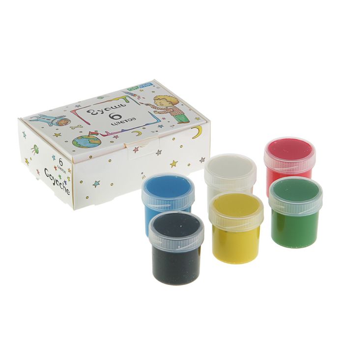 Гуашь карамельная 6 цветов по 20 мл GASPAR