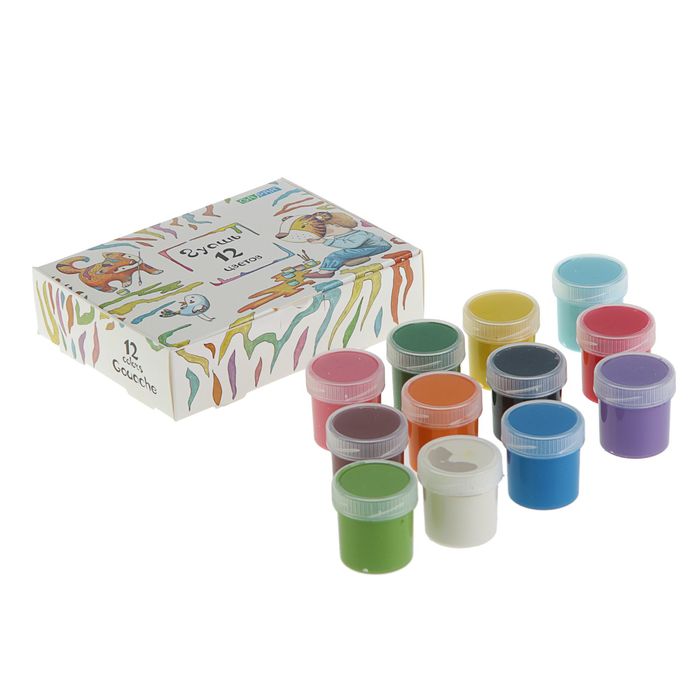 Гуашь карамельная 12 цветов по 20 мл GASPAR