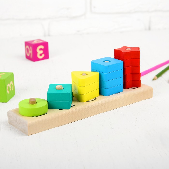 Пирамидка "Счёты", 5 видов фигур