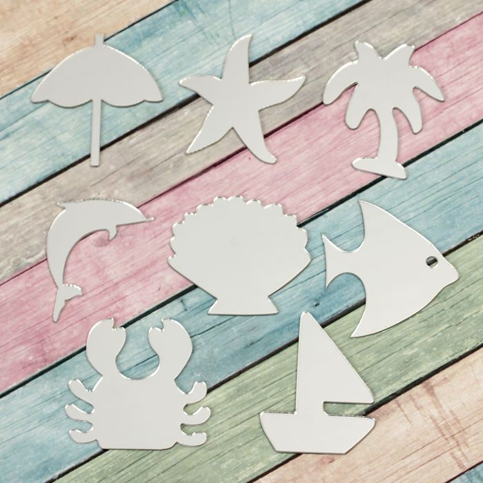 Самоклеящиеся зеркала для декорирования "Морская фантазия", акрил, 8 шт