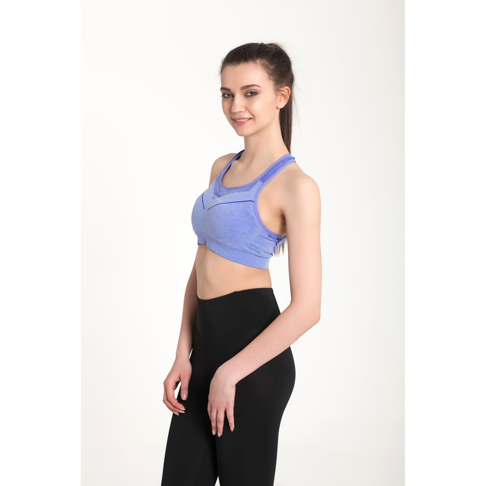 Топ женский спортивный 11140 цвет синий меланж, р-р 44-46 (M)