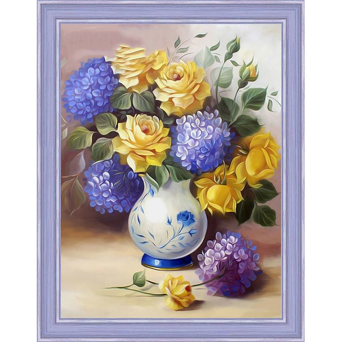 Картина стразами "Розы и гортензии"