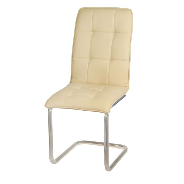 Стул  "ZETA" цвет обивки бежевый, каркас хром, пошив "Квадрат"