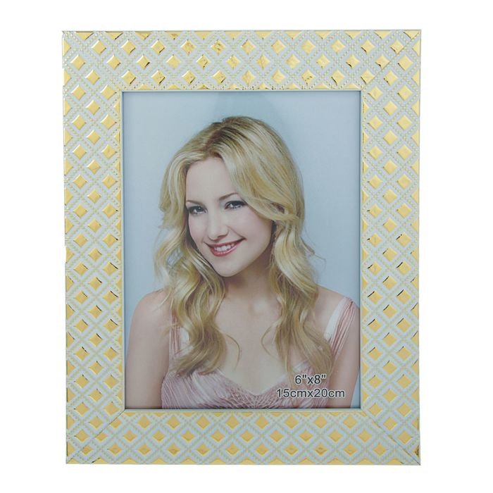 Фоторамка пластик 15х20 см "Золотые ромбы на белом" 22,5х17,5 см