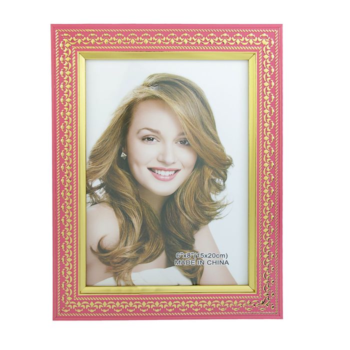 Фоторамка пластик 15х20 см "Золотой орнамент на розовом" 24х19 см