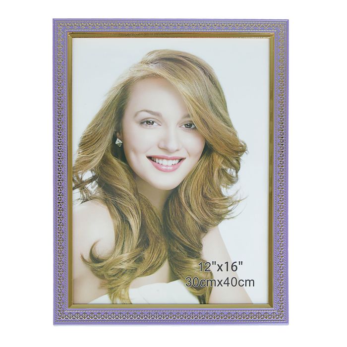Фоторамка пластик формат 30х40 см "Золотой орнамент на сиреневом" 44х34 см