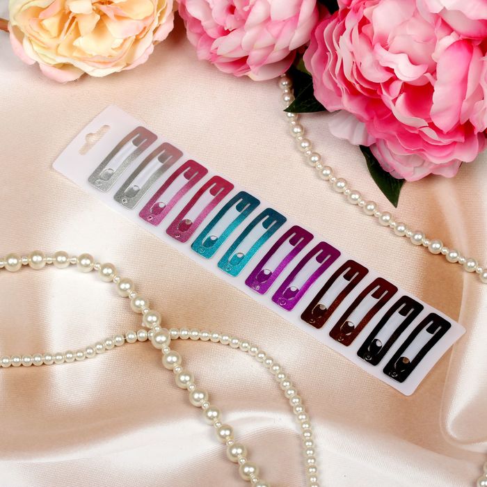 Невидимка для волос (набор 12 шт) 5 см прямоугольник цветной