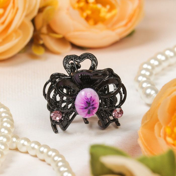 Краб для волос "Индия" черный 2,5 см бантик микс