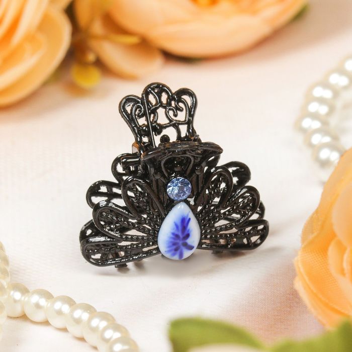 Краб для волос "Индия" черный 2,5 см жар птица микс