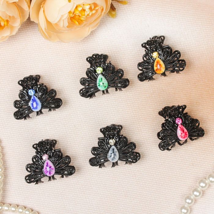 Краб для волос "Индия" черный 2,5 см жар птица микс