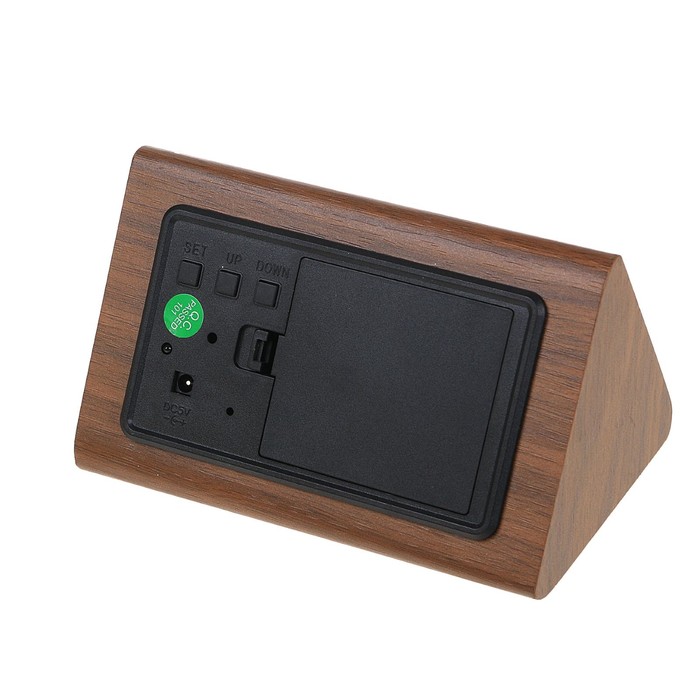 Часы-будильник настольные электронные, конус, цвет венге, цифры зелёные, от USB, 12 х 8 х 8 см