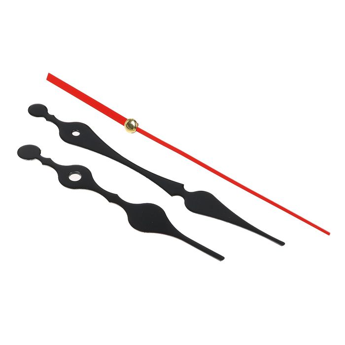 Комплект из 3-х стрелок для часов черные фигурные 82/117 (1018) (фасовка 100 наборов)