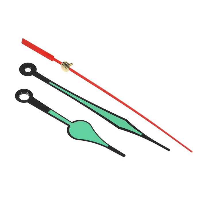 Комплект из 3-х стрелок для часов черные светятся в темноте 69/97(2000Y) (фасовка 100 набор)