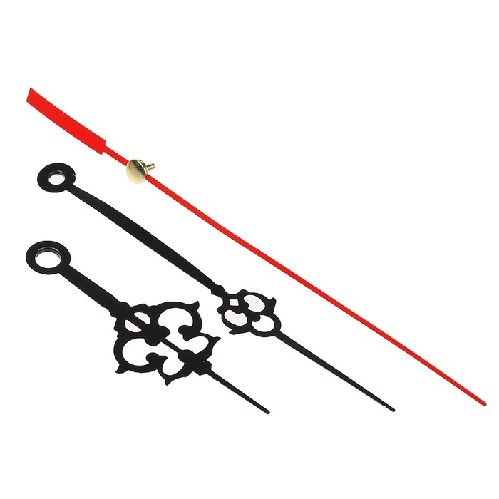 Комплект из 3-х стрелок для часов черные резные 64/100 (2019) (фасовка 100 набор)