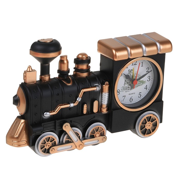 Будильник. Серия Транспорт. Паровоз. Модный матовый 22*5,5*16 см.
