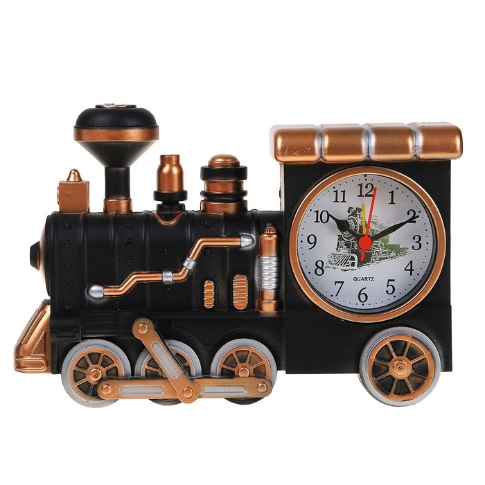 Будильник. Серия Транспорт. Паровоз. Модный матовый 22*5,5*16 см.