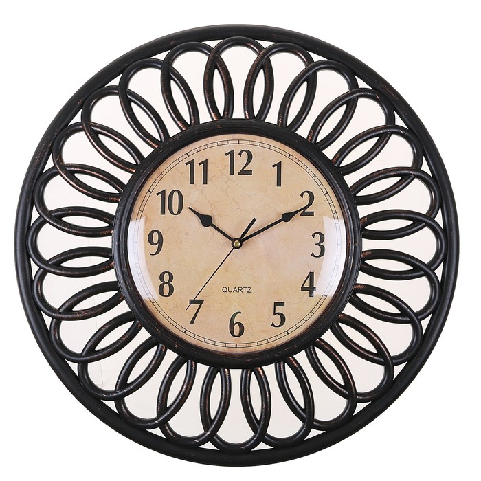 Часы настенные, серия Жанна, рама витые лепестки, ретро циферблат d=40см