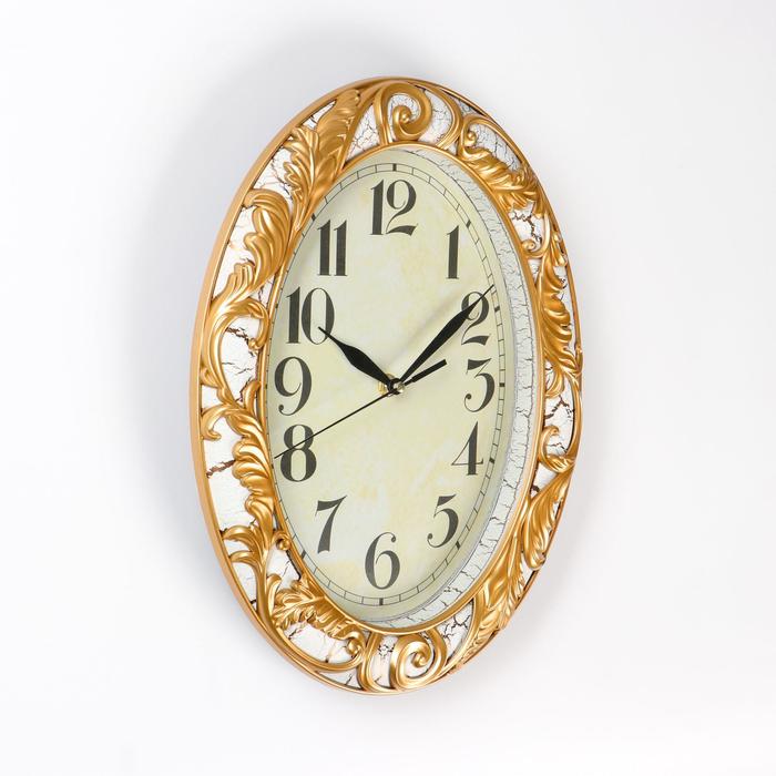 Часы интерьерные овал серия "Ренессанс" 30 см, узор золото, микс