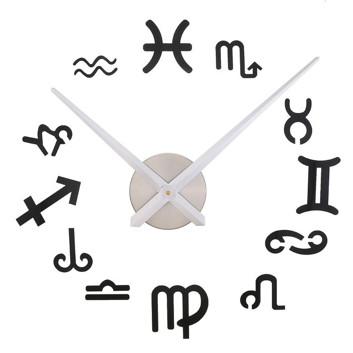 Часы-наклейка DIY "Знаки Зодиака", чёрные, 120см