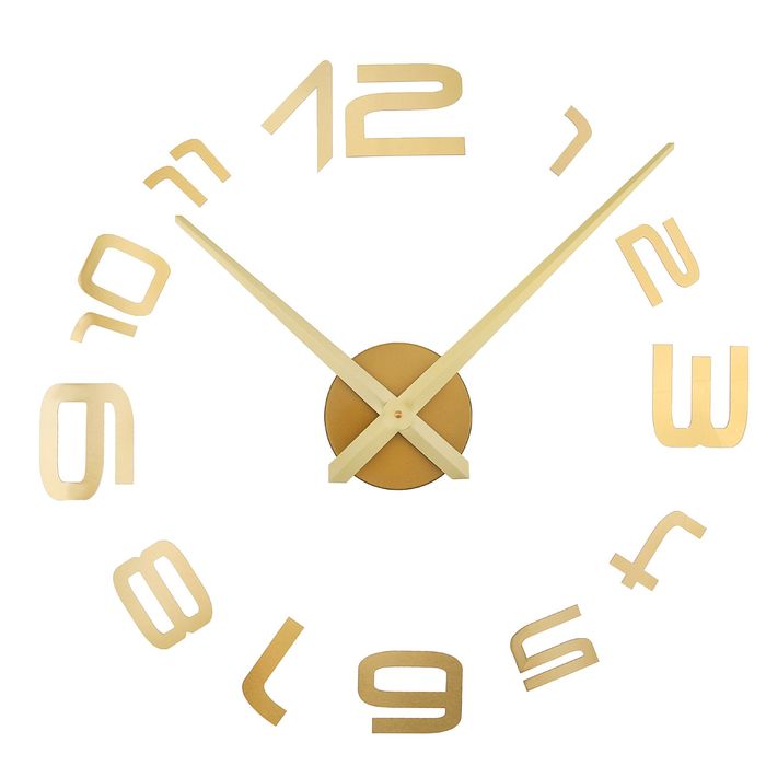 Часы-наклейка DIY "Объём модерн", стандарт, золотые, 120см