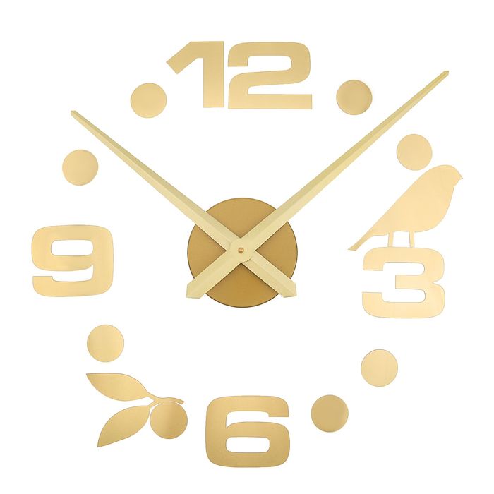 Часы-наклейка DIY "Птичка", золотые, 120см