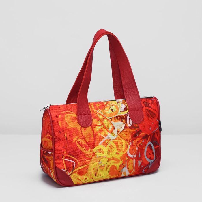 Сумка женская на молнии, 1 отдел, цвет красный/оранжевый