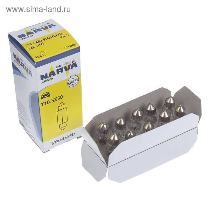 фото Лампа автомобильная narva festoon lamps, fest t10,5, 12 в, 10 вт, (sv8,5-28/11)