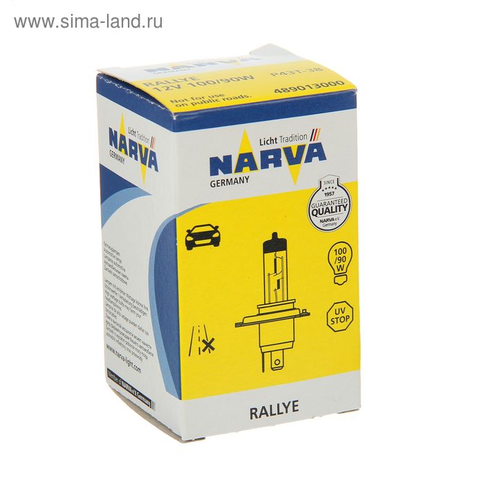 фото Лампа автомобильная narva rallye, h4, 12 в, 100/90 вт, (p43t) rally