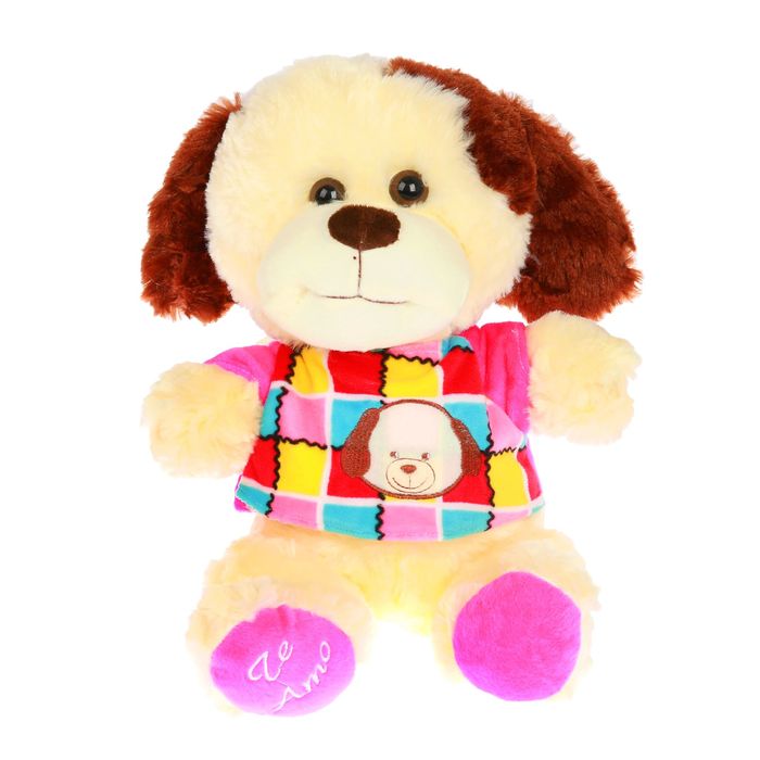 Мягкая игрушка "Собака в цветной кофте" №2, 25 см, МИКС