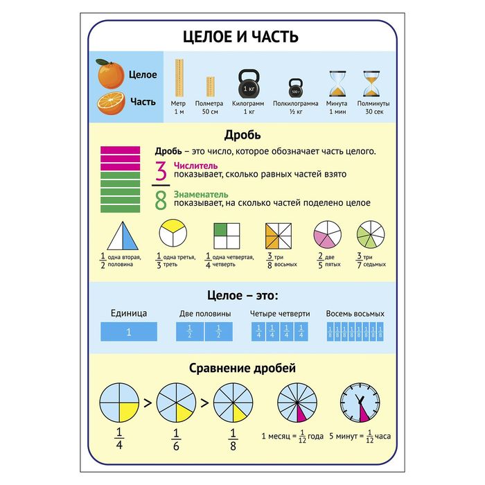 Обучающий плакат "Часть и целое" А4
