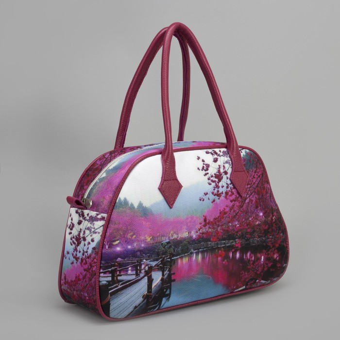 Сумка женская на молнии "Розовый сад", 1 отдел, разноцветный