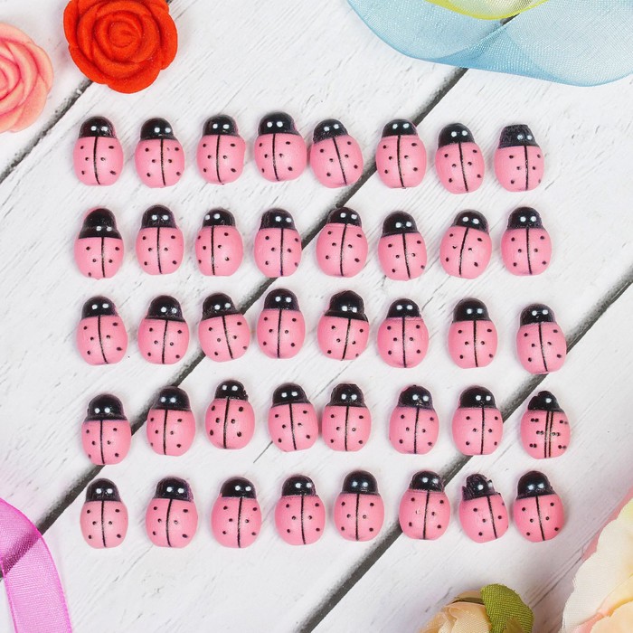 Наклейки "Божьи коровки", розовые , набор 40 шт.