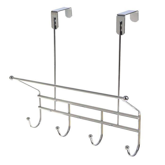 Вешалка надверная, 4 крючка, держатель для полотенец 33х13х29 см