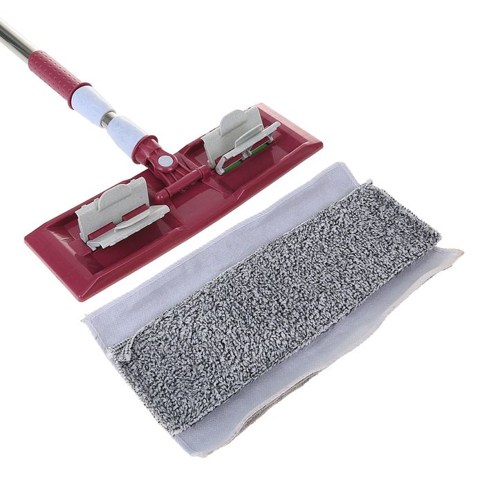 Швабра плоская, телескопическая ручка 88-132 см, насадка из микрофибры