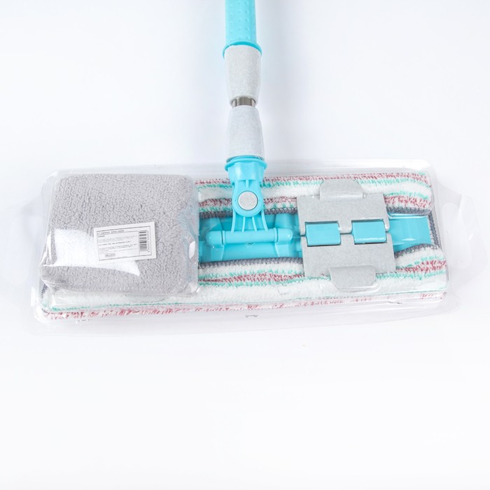 Швабра плоская, телескопическая ручка 88-132 см, насадка из микрофибры