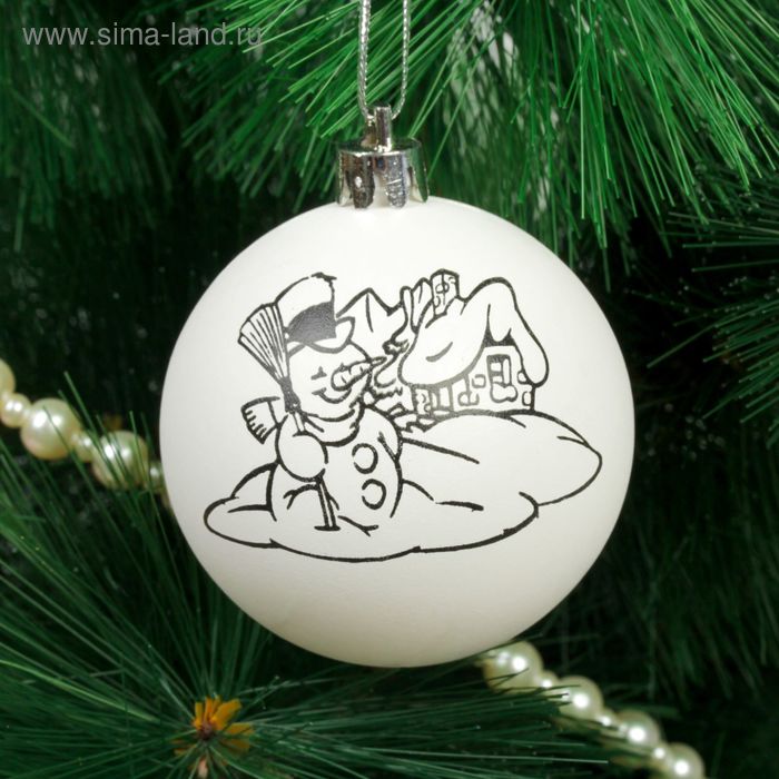 цена Новогоднее ёлочное украшение под роспись «Снеговик» размер шара 6 см
