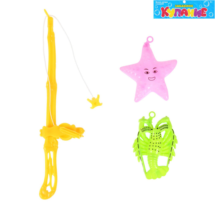 Рыбалка "Морские жители", удочка, 2 рыбки