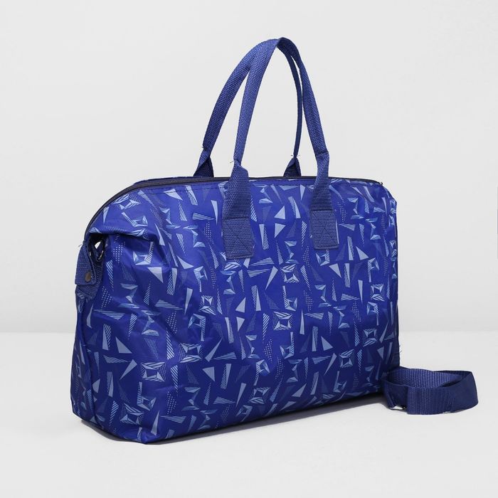 Сумка дорожная, 1 отдел на молнии, наружный карман, цвет синий/белый