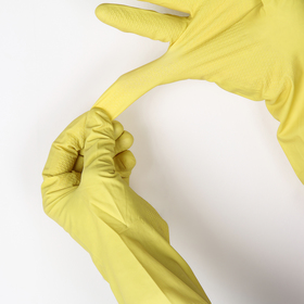 Перчатки резиновые с внутренним х/б напылением Komfi «Для деликатной уборки», размер M, 30 гр, цвет жёлтый от Сима-ленд