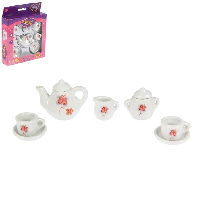 Набор посуды керамической "Бабочки", на 2 персоны, 7 предметов