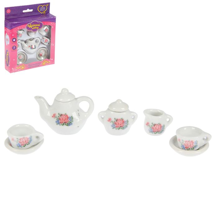 Набор посуды керамической "Роза", на 2 персоны, 7 предметов