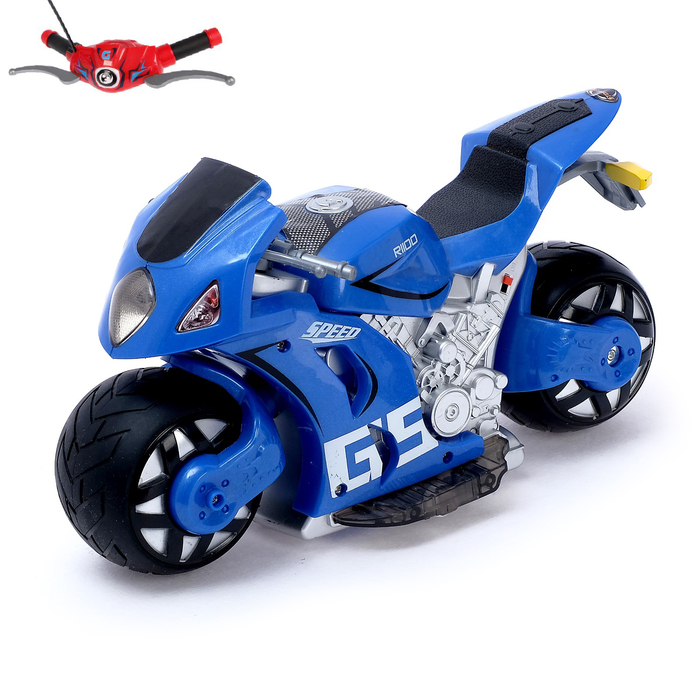 Мотоцикл радиоуправляемый "Байк", работает от батареек, 1:8, дрифт, свет и звук, МИКС