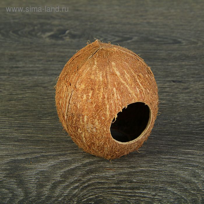 фото Скорлупа кокосовая целая для рептилий и грызунов, m кокосовый субстрат