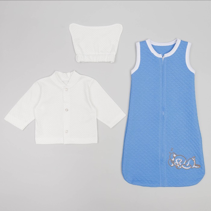 Комплект на выписку "Зайка-Засыпайка", рост 56 см, цвет голубой